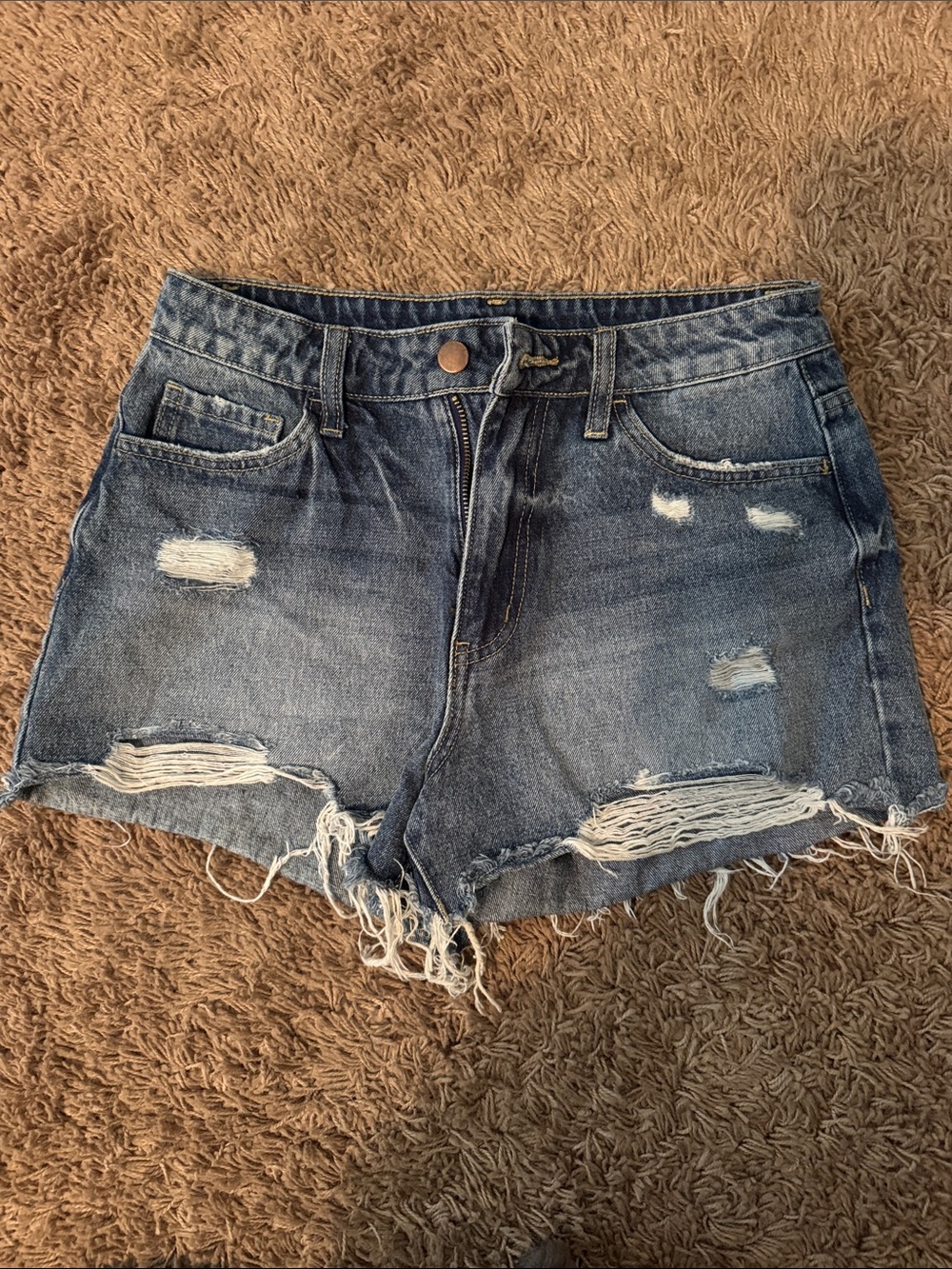 Windsor Distressed Denim Cutoff Shorts - Blue Wash